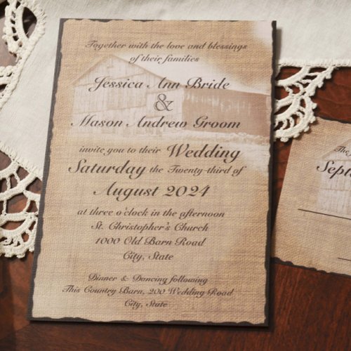 Rustic Barn Wedding Personalized Invites