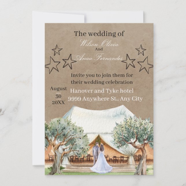Rustic Barn Wedding Invitation Template | Watercol (Front)