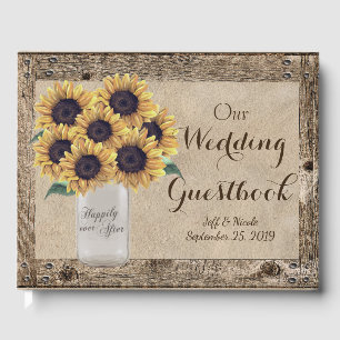 Rustic Barn Wedding Mason Jar Sunflower Guestbook