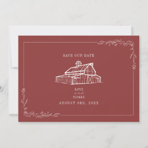 Rustic Barn Wedding Muted Red Save The Date