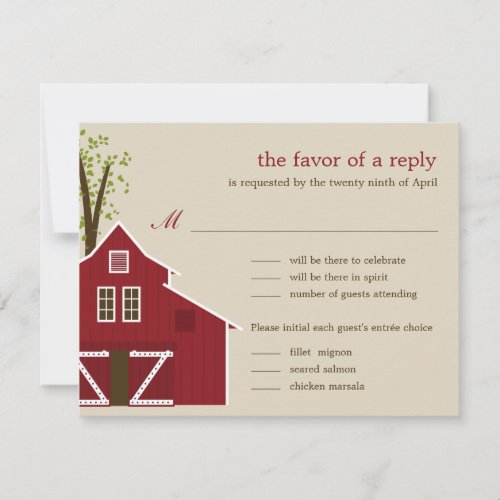 Rustic Barn Wedding RSVP Card