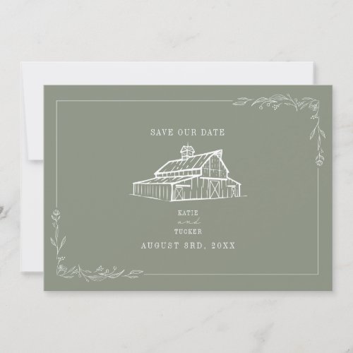 Rustic Barn Wedding Sage Green Save The Date