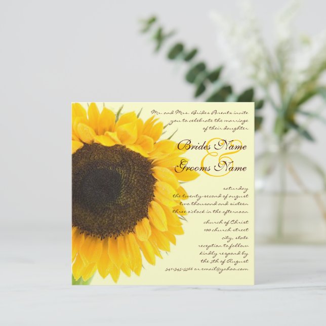 Rustic Barn Wedding Sunflower Invitation (Standing Front)