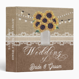 Rustic Barn Wedding Sunflower Mason Jar Album 3 Ri Ring Binder