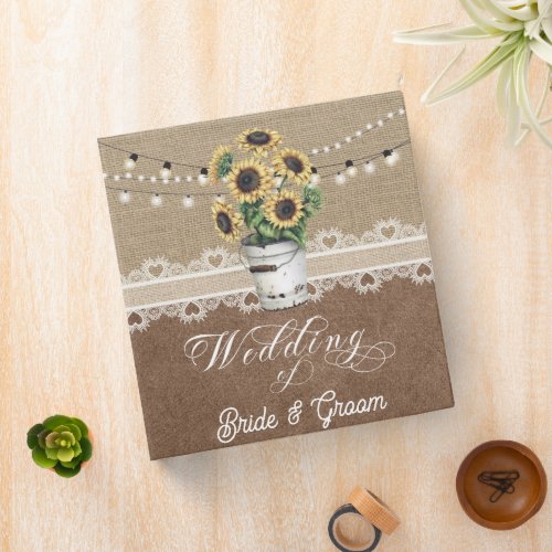 Rustic Barn Wedding Sunflower Mason Jar Album 3 Ring Binder