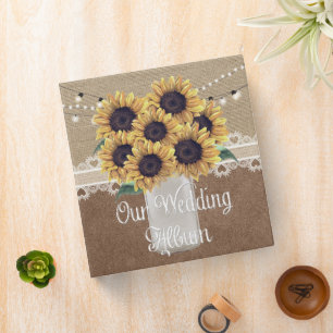 Rustic Barn Wedding Sunflower Mason Jar Album 3 Ring Binder