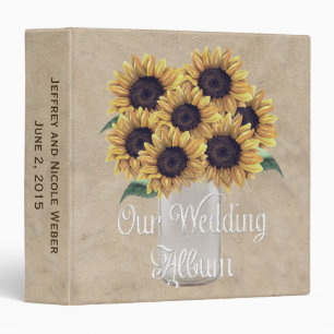 Rustic Barn Wedding Sunflower Mason Jar Album Binder
