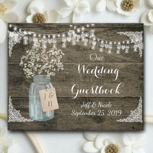 Rustic Barn Wedding Wood Mason Jar Babys Breath