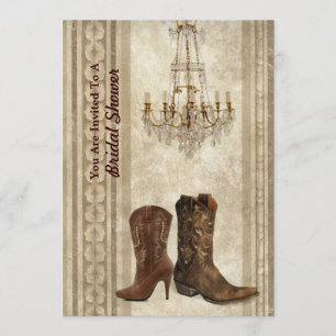 rustic barn western country cowboy bridal shower invitation