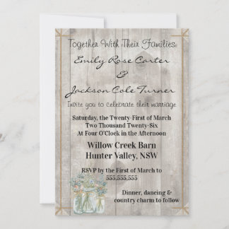 Rustic Barn & Wildflowers Country Wedding  Invitation