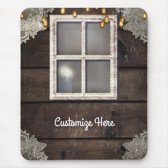 Rustic Barn Window & Lights Rustic Country Custom Mouse Pad (Front)