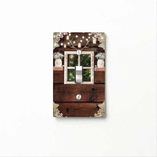 Rustic Barn Window Tree  Mason Jar Country Light Switch Cover