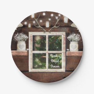 Rustic Barn Window Tree & Mason Jar Wedding Paper Plates