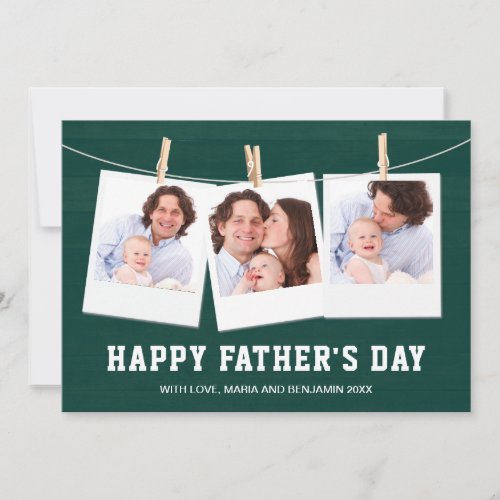 Rustic Barn Wood 3 Photo Collage Fathers Day Card