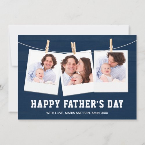 Rustic Barn Wood 3 Photo Collage Fathers Day Card