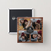 Rustic Barn Wood 4 Pictures Family Photo Collage Button (Front & Back)
