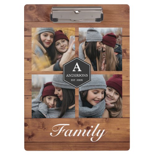 Rustic Barn Wood 4 Pictures Family Photo Collage Clipboard