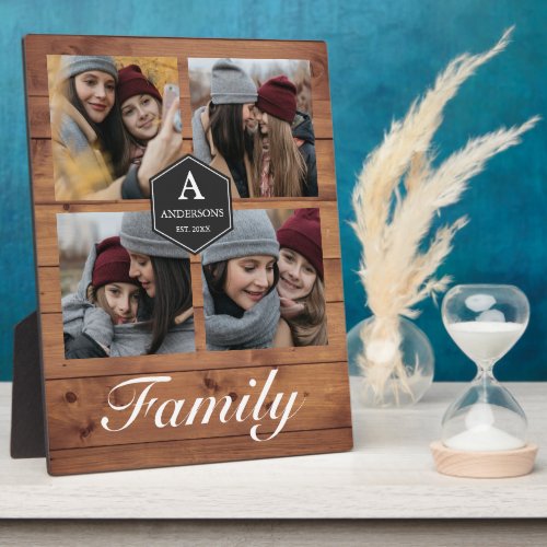 Rustic Barn Wood 4 Pictures Family Photo Collage Plaque