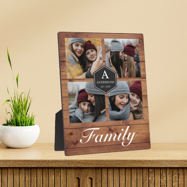 Rustic Barn Wood 4 Pictures Family Photo Collage Plaque (Creator Uploaded)