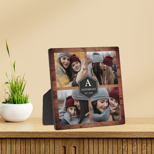 Rustic Barn Wood 4 Pictures Family Photo Collage Plaque
