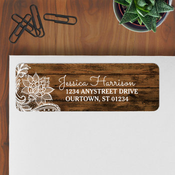 Rustic Barn Wood And Lace Address Label by reflections06 at Zazzle