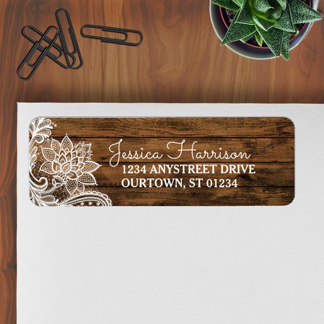 Rustic Barn Wood and Lace Address Label (Creator Uploaded)