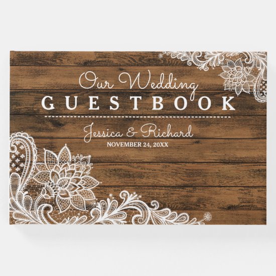 Rustic Barn Wood and Lace Guest Book