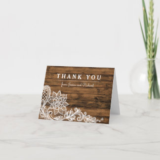 Rustic Barn Wood and Lace Thank You Card