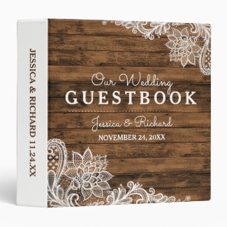 Rustic Barn Wood and Lace Wedding Guestbook Binder