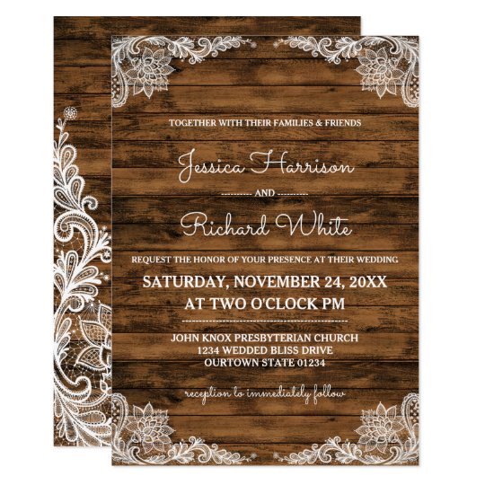 Barnwood And Lace Wedding Invitations 3