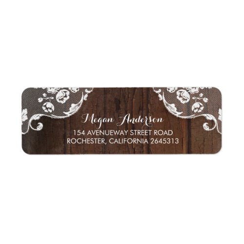 Rustic Barn Wood and Lace Wedding Label