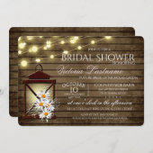 Rustic Barn Wood and Lantern with Daisies Invitation (Front/Back)