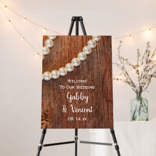 Rustic Barn Wood and Pearls Country Wedding Foam Board