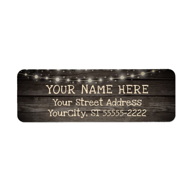 Rustic Barn Wood and String Lights Label (Front)