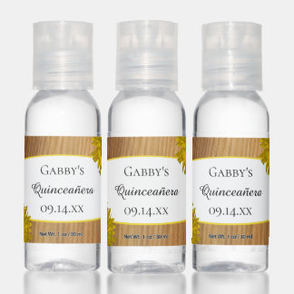 Rustic Barn Wood and Sunflowers Quinceañera Favor Hand Sanitizer