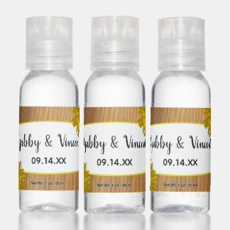 Rustic Barn Wood and Sunflowers Wedding Favor Hand Sanitizer