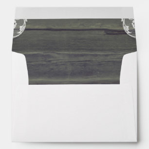 Rustic Barn Wood and White Lace Wedding Envelope