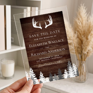 Rustic Barn Wood Antlers Wedding Save the Date