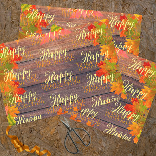 Rustic Barn Wood Autumn Leaves Thanksgiving Wrapping Paper Sheets