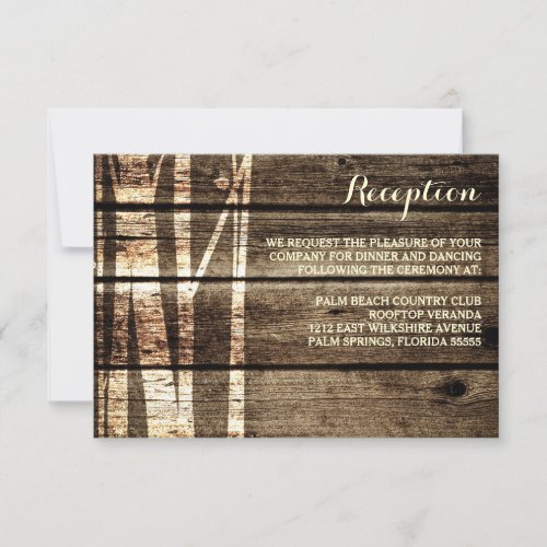 Rustic Barn Wood Birch Trees Winter Reception Card