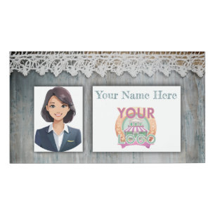 Rustic Barn Wood Boho Boutique Cowgirl Chic Logo Name Tag