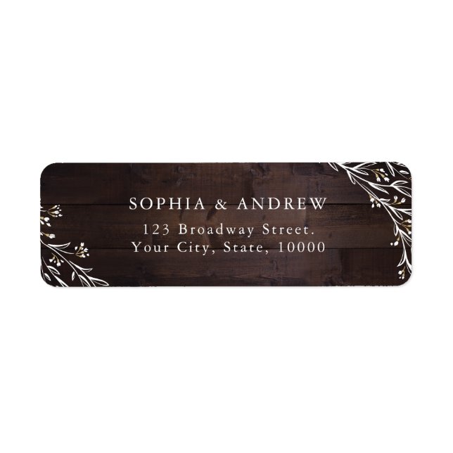 Rustic Barn Wood Boho Floral Country Wedding Label (Front)