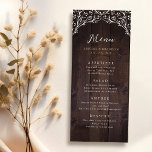Rustic Barn Wood Boho Floral Country Wedding Menu<br><div class="desc">Rustic wildflower floral design on dark brown barn wood background,  simple and elegant,  great wedding menus for fall backyard country wedding,  winter rustic wedding,  vintage boho wedding,  or outdoor botanical garden wedding. 
See all the matching pieces in collection.</div>