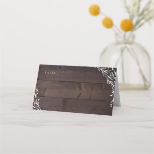 Rustic Barn Wood Boho Floral Country Wedding Place Card