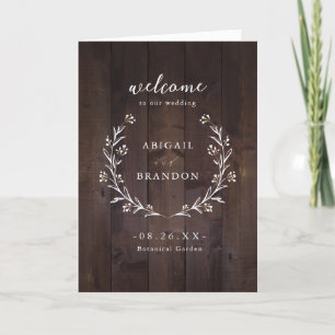Rustic Barn Wood Boho Floral Country Wedding Program