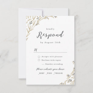 Rustic Barn Wood Boho Floral Country Wedding RSVP Card