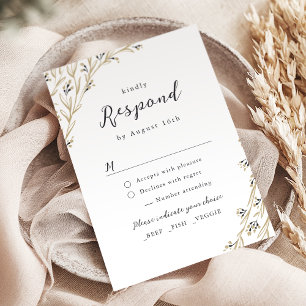 Rustic Barn Wood Boho Floral Country Wedding RSVP Card