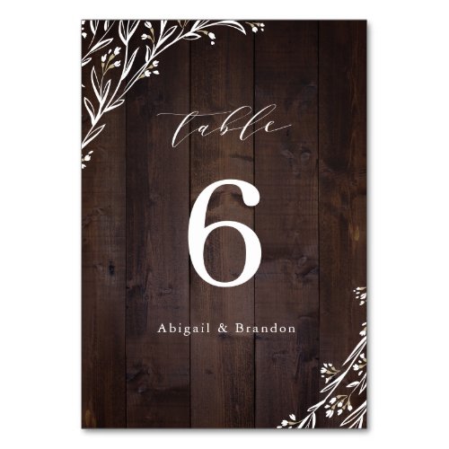 Rustic Barn Wood Boho Floral Country Wedding Table Number