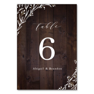 Rustic Barn Wood Boho Floral Country Wedding Table Number