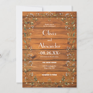 Rustic Barn Wood Boho Wedding Invitation